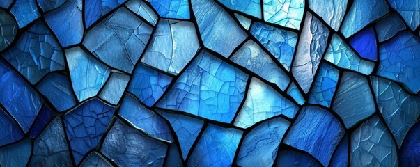 Wall Mural - Close-Up of a Blue Stained Glass Window