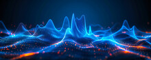 Futuristic Blue Sound Wave Visualization Depicting An Equalizer's Dynamic Rhythm, Perfect For Representing Voice Recognition And Audio Technology Concepts