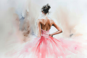 Wall Mural - a painting of a ballerina in a pink tutu