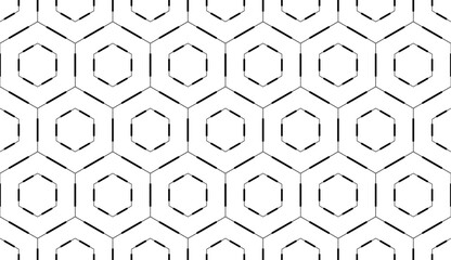 Sticker - Simple double hexagon honeycomb style repeat pattern in black thick and thin dashes outline, geometric vector illustration