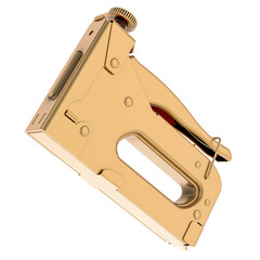 Poster - Golden Staple Gun Heavy Duty, 3D rendering isolated on transparent background