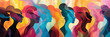 Leinwandbild Motiv Colorful illustration of a group of women. International Women's Day concept.