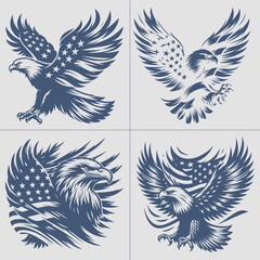 Wall Mural - Eagle With American Flag Vector , 4th of July vector File