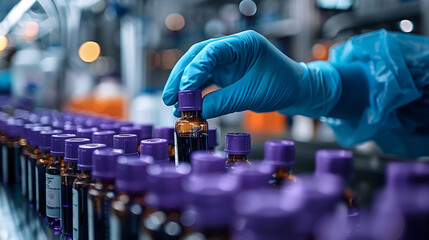 Poster - Scientist's hands in white laboratory gloves, demonstrating modern techniques in microbiological research