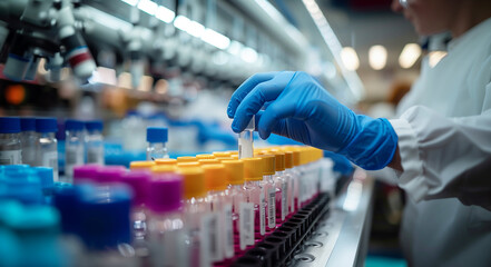 Poster - Researcher's hands in sterile gloves, showcasing modern microbiological laboratory procedures