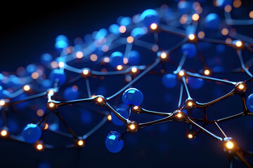 Poster - complex network of connected nodes. ideal for illustrating concepts in science, technology, and comm