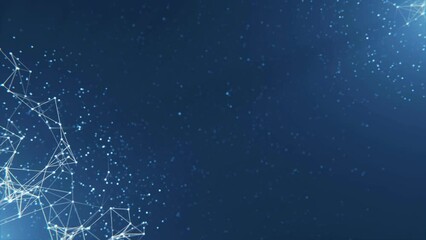 Sci-fi futuristic abstract background with plexus of lines and dots, looped