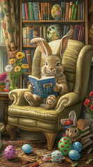 Wall Mural - Easter Bunny's Fairy Tale Time - Storytelling with the Easter Bunny - Easter Bunny - Easter - Easter Eggs - Chocolate