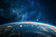 Planet Earth Seen from Outer Space, Copy Space of the Space Sky of the World from the Galaxy Full of Stars and Infinity