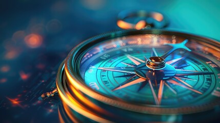 Poster - Business navigate recovery, Abstract, The compass navigate for businessmen to resume business growth in the economic crisis, Rethink, Reinvent and Recover