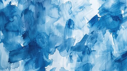 Wall Mural - Watercolor. Blue abstract painted ink strokes set on watercolor paper. Ink strokes. Flat kind brush stroke.