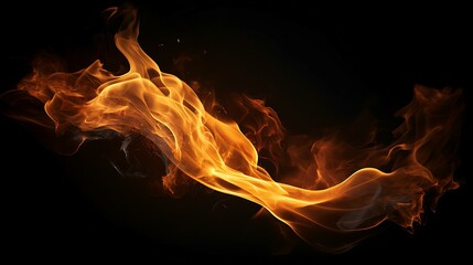 Wall Mural - Fire flame isolated black background Ai image generative