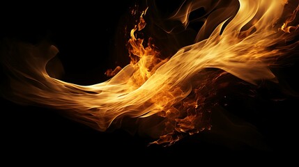 Wall Mural - Fire flame isolated black background Ai image generative