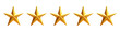 © TT - Avaliação 5 Estrelas. Cinco estrelas amarelas em formato 3d isoladas em fundo transparente.