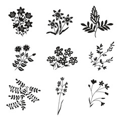 Sticker - Black flowers set