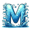N cartoon illustration PNG in water style