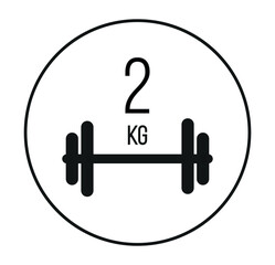 2 kg weight icon. Vector weight in kilograms isolated on white background with circle