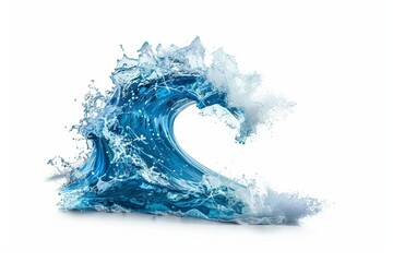 Wall Mural - Majestic wave in the deep blue sea Isolated on white Capturing the power and beauty of nature