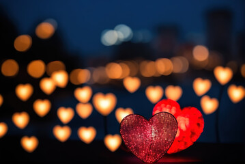 Wall Mural - Valentine's Day love model in front of blurred background at night