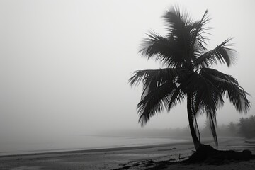 Aufkleber - A beach scene fades into the silhouette of a palm tree.
