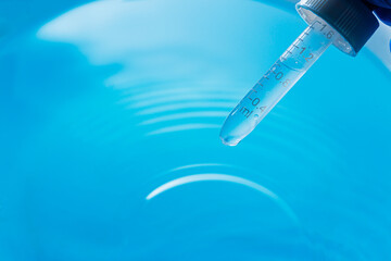 Wall Mural - science and medicine scientists analyze and drop samples into glassware. experiment with chemical li