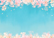 桜 青空　背景 フレーム　水彩 イラスト