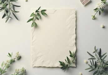 Letterhead Mockup with Greenery and Stamps