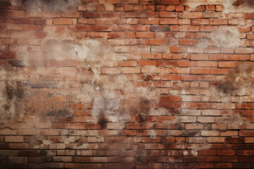 Wall Mural - Processed collage of obsolete red brock masonry wall texture. Background for banner, backdrop