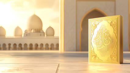 Poster -  Islamic Ramadan Kareem background with copy space area. Quran - holy book of Muslims
