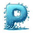 P cartoon illustration PNG in water style