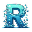 R from water in cartoon style