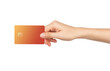 © Nichastudioart17 - Hand holding credit card on isolated background.