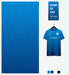 Wall Mural - Fabric textile for soccer jersey, football kit, sport t-shirt mockup for football club. Uniform front view. Geometric pattern for sport background. Fabric pattern. Vector.