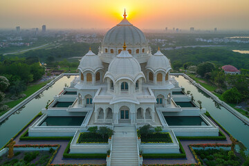 Wall Mural - Flower shaped temple in India, beautiful aerial view