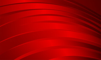Fototapete - Abstract red background with 3d curvy stripes. Wavy red ribbons backdrop. Abstract red waves geometric background for invitation, flyer, cover design, luxe invite, business banner, voucher. Vector.