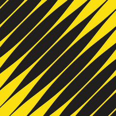 Poster - abstract geometric repeatable yellow diagonal wave line pattern on black.
