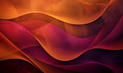 Sticker - Abstract wavy wallpaper, watercolor burgundy red and orange, painting backdrop horizontal banner