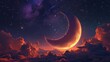 artistic crescent moon, symbolizing the end of Ramadan and start of Eid al-Fitr