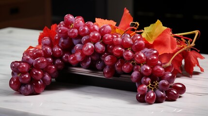 Wall Mural - Image of bunch of vibrant red grapes.