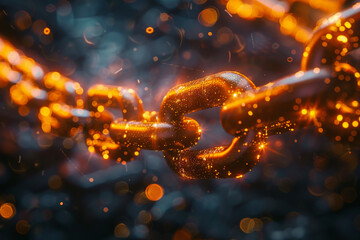 Poster - A close up of a chain with a dark background