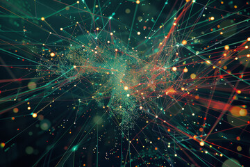 Poster - A computer generated image of a network of lines and dots