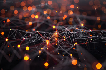 Poster - A computer generated image of a network of lines and dots