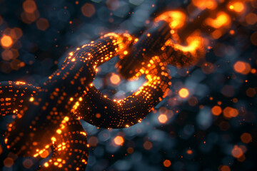 Poster - A glowing image of a chain with the letters a and b on it