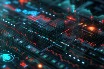 Poster - A computer screen with a lot of graphs and buttons