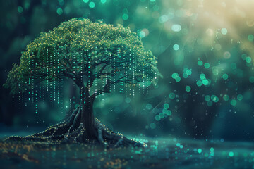 Poster - A tree with a lot of lights hanging from it