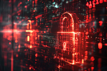 Poster - A glowing padlock is surrounded by red numbers