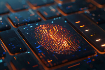 Poster - A close up of a fingerprint on a keyboard