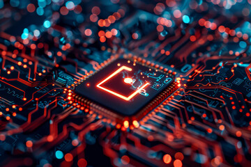 Poster - A computer chip with the letter l on it