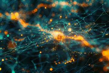 Poster - A computer generated image of a network of lines and dots