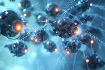 Poster - A computer generated image of a group of robots connected to each other